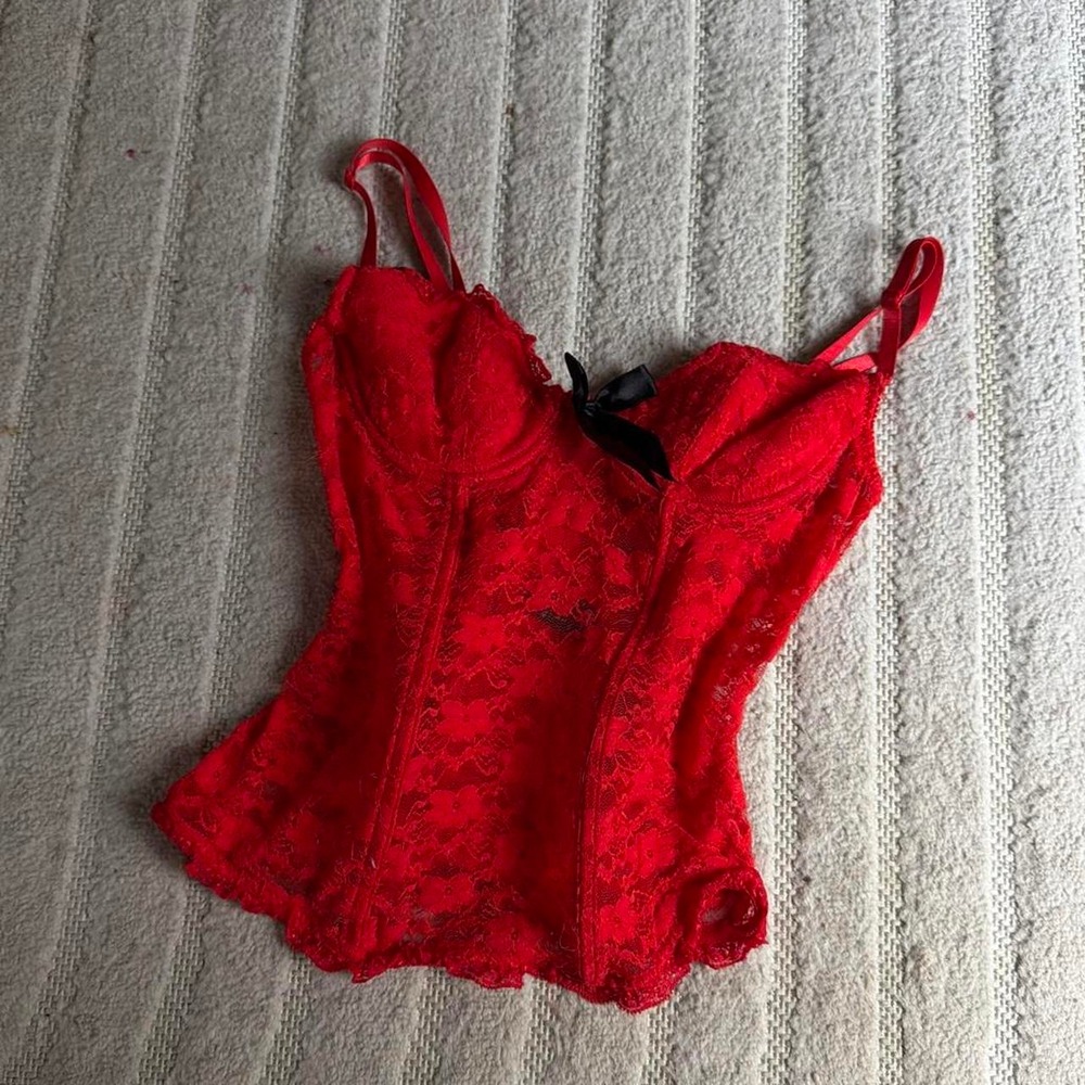 VTG Y2K Exposed by Magic Silk Red Corset size L/XL Whimsigoth Dark Romance Party